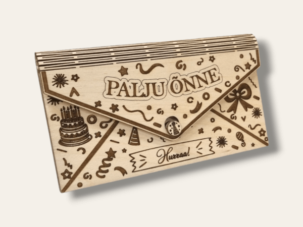 Puidust rahaümbrik "Palju Õnne"